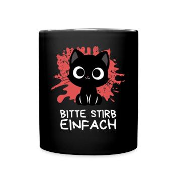 Süßt Aber trotzdem schwarz wie die Nacht Katze - Tasse einfarbig - Schwarz - Vorne