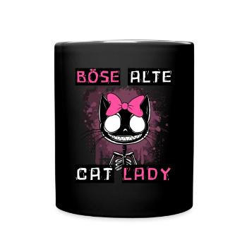 Boese alte Cat Lady Niedlich? Nein, nur gefährlich - Tasse einfarbig - Schwarz - Vorne