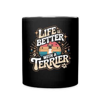 My heart beats for terriers - Full Colour Mug - black - Front
