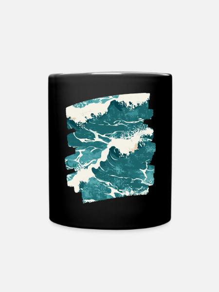 Wellen und Meer - Tasse einfarbig - Schwarz