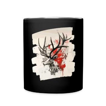 Cerf avec bois - Mug uni - noir - Devant