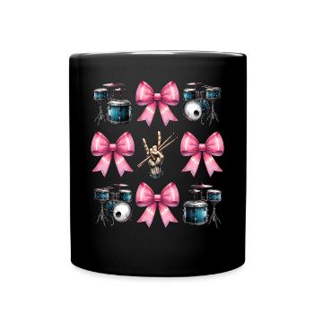 Coquette Bow Drum Girl Drummer Maman Fête des mères - Mug uni - noir - Devant