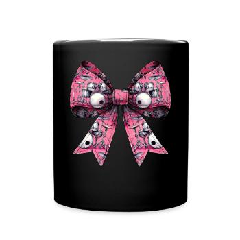 Coquette Bow Drum Girl Pattern Drummer Mom - Full Colour Mug - black - Front