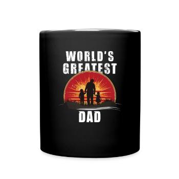 World's Greatest Dad silhouette with kids in the - Full Colour Mug - black - Front