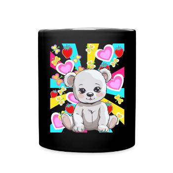 Ours en peluche rétro Ours ours Enfants Bébé des années 80 - Mug uni - noir - Devant