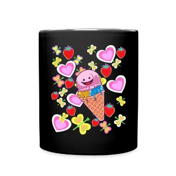 Sommer Retro Eis Eiskrem Kinder Kind Eiscrem - Tasse einfarbig - Schwarz - Vorne