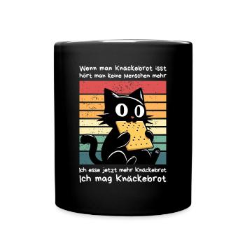 Menschen überhören - Schwarze Katze Sarkasmus - Tasse einfarbig - Schwarz - Vorne