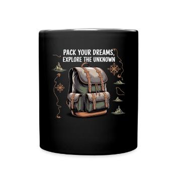 Reisen - Entdecke das Unbekannte mit Stil - Tasse einfarbig - Schwarz - Vorne