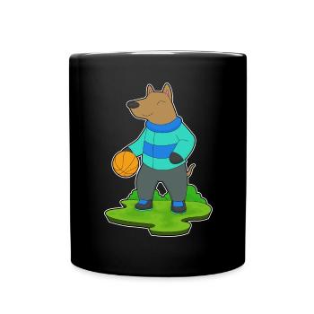 Dog Basketball Player Basketball - Full Colour Mug - black - Front