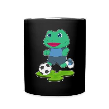 Frosch Fußballspieler Fußball - Tasse einfarbig - Schwarz - Vorne