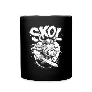Skol Viking warrior with sword and helmet in - Full Colour Mug - black - Front