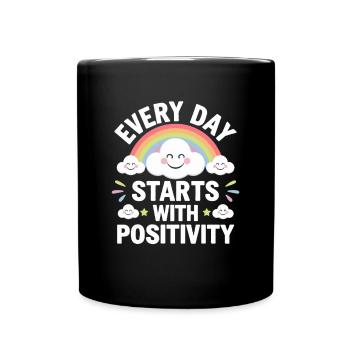 Every day starts with positivity rainbow - Full Colour Mug - black - Front