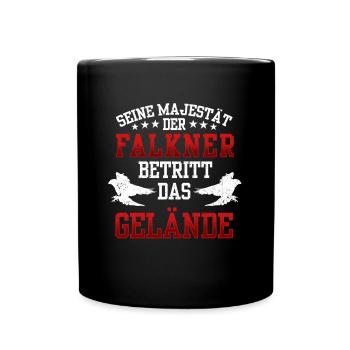 Falkner betritt das Gelände Beizjagd Falknerei - Tasse einfarbig - Schwarz - Vorne