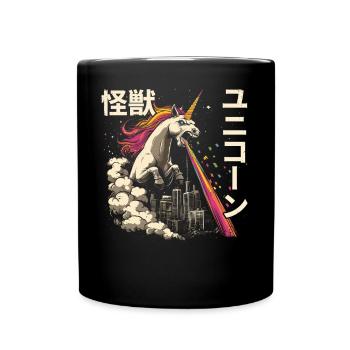 Kaiju Unicorn Japanese Monster Rainbow - Full Colour Mug - black - Front