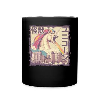Kaiju Unicorn Japanese Monster Rainbow - Full Colour Mug - black - Front
