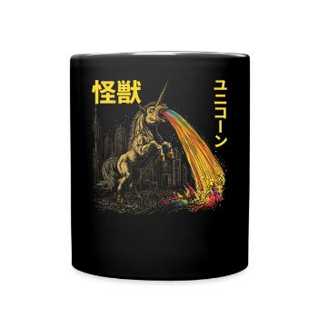Kaiju Unicorn Japanese Monster Anime Manga - Full Colour Mug - black - Front