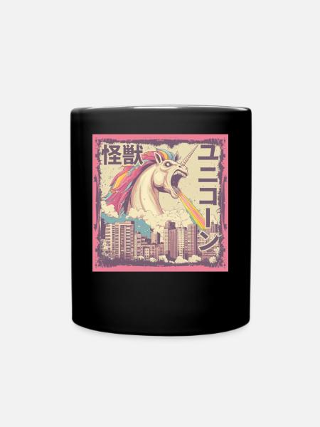 Kaiju Einhorn Japanisches Monster Regenbogen - Tasse einfarbig - Schwarz