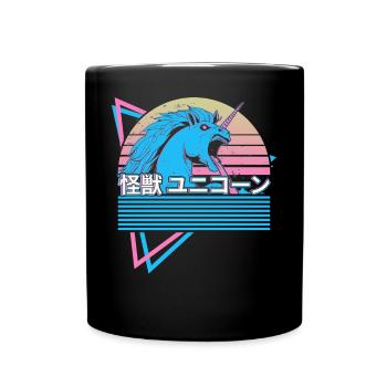 Vaporwave Ästhetik Kaiju Einhorn Japanisches - Tasse einfarbig - Schwarz - Vorne