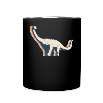 Brontosaurus Dinosaurier Retro Line Art - Tasse einfarbig - Schwarz - Vorne