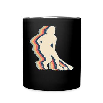 Broomball Player Team Retro Line Art - Full Colour Mug - black - Front