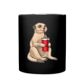 Erdmännchen Becher to go - Tasse einfarbig - Schwarz - Vorne