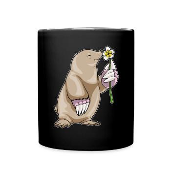 Plumeria taupe - Mug uni - noir - Devant