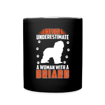 Woman with Briard Berger de Brie - Full Colour Mug - black - Front