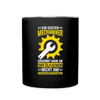 Automechaniker Kfz Techniker Fahrzeugreparatur - Tasse einfarbig - Schwarz - Vorne
