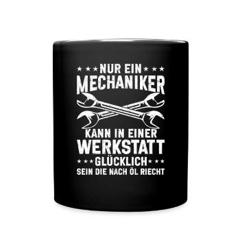 Automechaniker Kfz Techniker Fahrzeugreparatur - Tasse einfarbig - Schwarz - Vorne