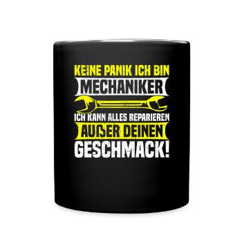 Automechaniker Kfz Techniker Fahrzeugreparatur - Tasse einfarbig - Schwarz - Vorne