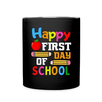 Erster Schultag Schulstart Einschulung - Tasse einfarbig - Schwarz - Vorne