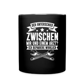 Automechaniker Kfz Techniker Fahrzeugreparatur - Tasse einfarbig - Schwarz - Vorne