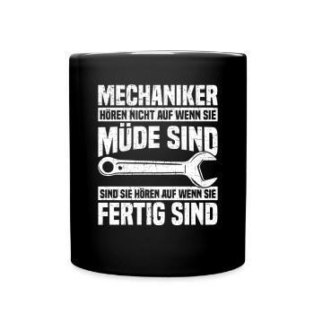 Automechaniker Kfz Techniker Fahrzeugreparatur - Tasse einfarbig - Schwarz - Vorne