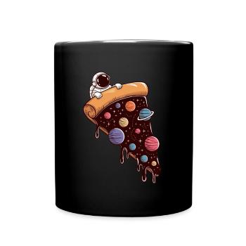 Astronaut and Galactic Pizza Adventure in the - Full Colour Mug - black - Front