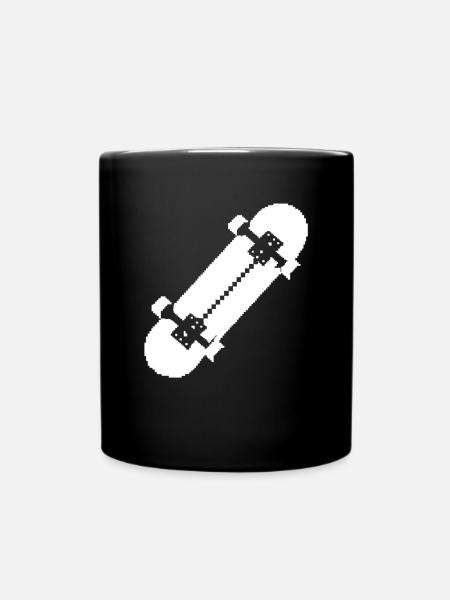 Skateboard Pixel Art - Full Colour Mug - black