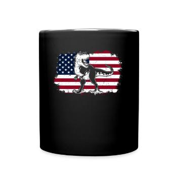Dino Drapeau US T-Rex Dino Dinosaure - Mug uni - noir - Devant