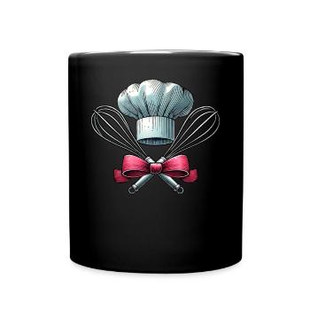 Coquette Schleife Backen Chefkoch Hut Schneebesen - Tasse einfarbig - Schwarz - Vorne