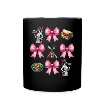 Coquette Bow Lunch Lady Cafeteria Worker Mom - Full Colour Mug - black - Front