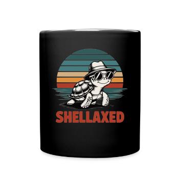 Tortue se relaxant sur la plage - Mug uni - noir - Devant