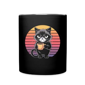 Morning cat with caffeine - Full Colour Mug - black - Front