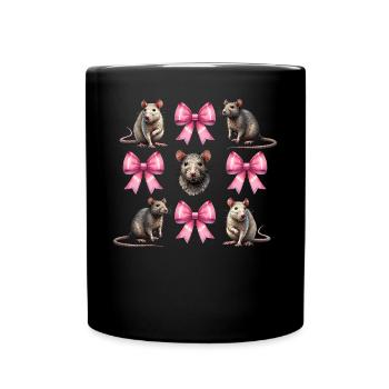 Coquette Bogen Ratte Maus Mama Muttertag Mädchen - Tasse einfarbig - Schwarz - Vorne
