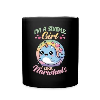 Narwhal Chibi Kawaii - Tasse einfarbig - Schwarz - Vorne