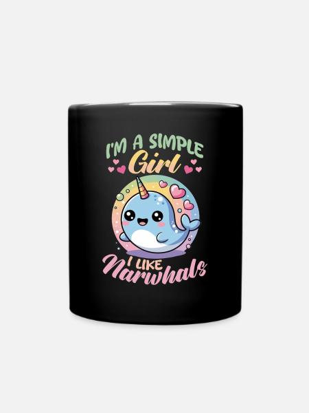 Narwhal Chibi Kawaii - Tasse einfarbig - Schwarz
