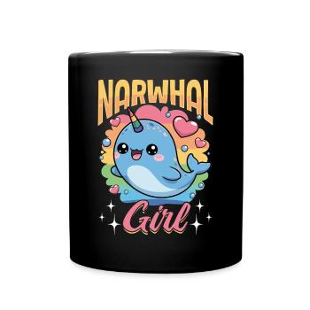 Narwhal Chibi Kawaii - Tasse einfarbig - Schwarz - Vorne
