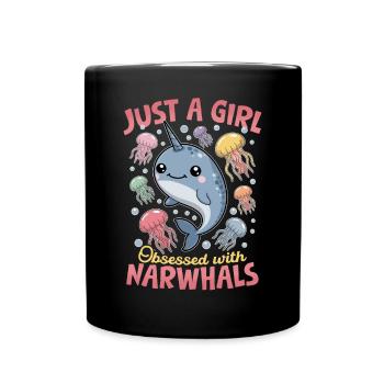 Narwhal Chibi Kawaii - Tasse einfarbig - Schwarz - Vorne