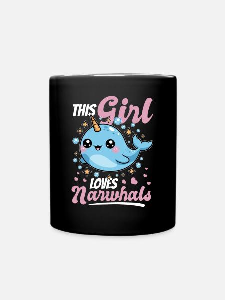 Narwhal Chibi Kawaii - Tasse einfarbig - Schwarz