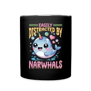 Narwhal Chibi Kawaii - Tasse einfarbig - Schwarz - Vorne