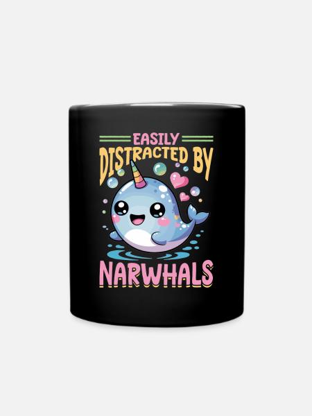 Narwhal Chibi Kawaii - Tasse einfarbig - Schwarz