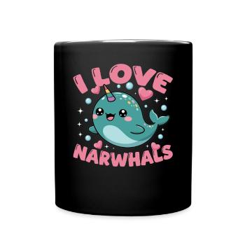 Narwhal Chibi Kawaii - Tasse einfarbig - Schwarz - Vorne