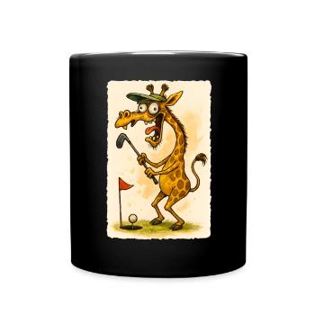 Girafe de golf dans Cartoon Madness - Drôle d’animal - Mug uni - noir - Devant